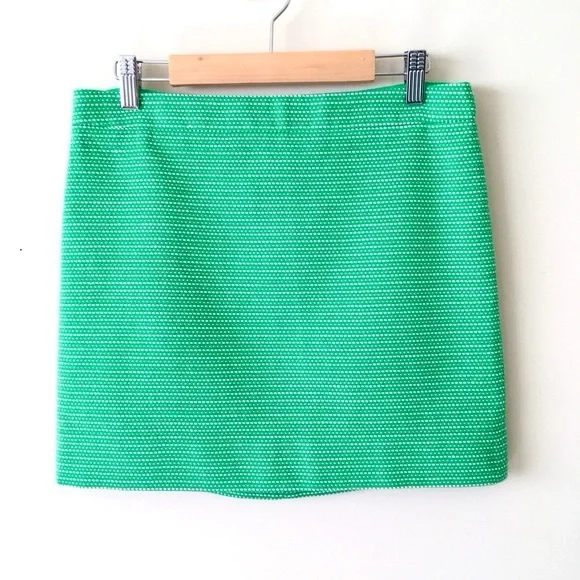 J. Crew Kelly Green Tweed Texture Women's Mini Skirt Size 0 - Picture 1 of 4